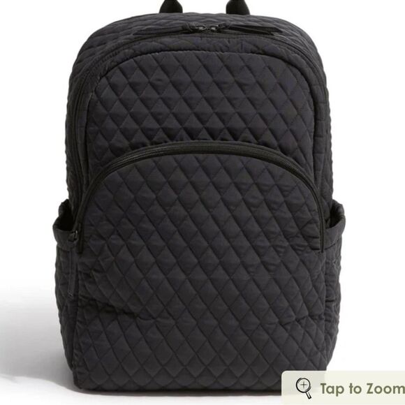 Vera Bradley Black Moonless Night Quilted Polyester Large Laptop Backpack 31 L - Picture 1 of 13